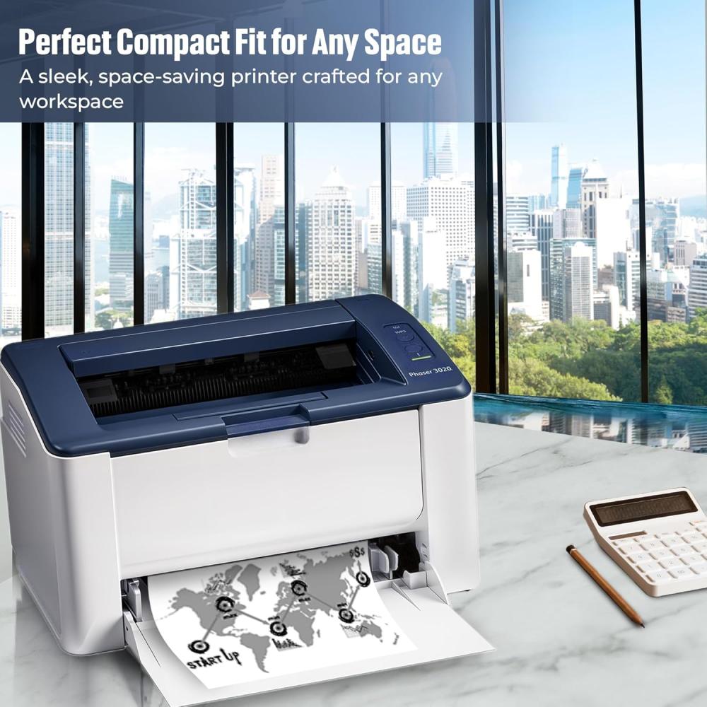 طابعة Xerox Phaser 3020 ليزر أحادية اللون – USB + Wi-Fi