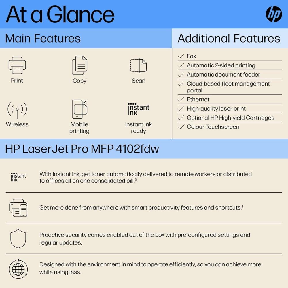 HP LaserJet MFP M4103fdw Printer with High-Quality Printing