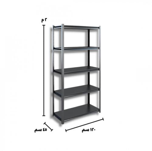 رفوف خشبية معدنية 200x120x45cm اسود