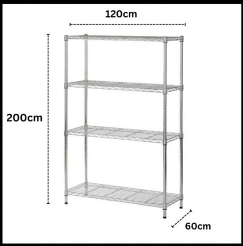 رفوف مطبخ كروم سلكية 200x60x120 سم
