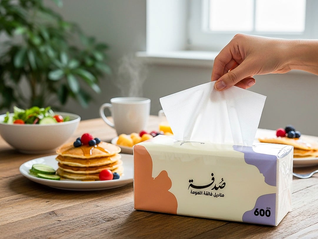 مناديل وجه صدفة 40 عبوة (600 منديل مفرد ناعم) 3 طب...