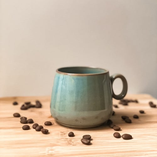 Mug ceramic handle ring (Blue) 280 ml