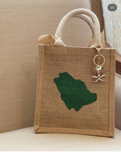 حقيبة من الخيش لليوم الوطني من الغير الميدالية