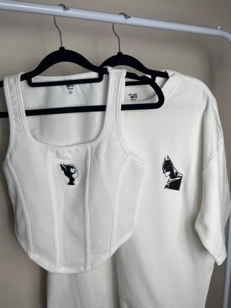 طقم كبلز ( تيشيرت و توب) لون ابيض