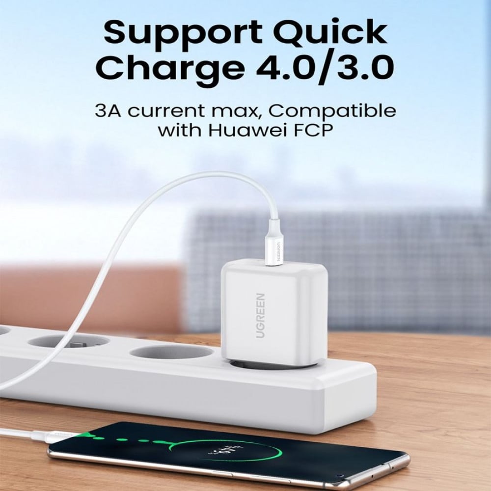 سلك شاحن يوجرين من USB-C إلى USB-C بطول 1 م - أبيض