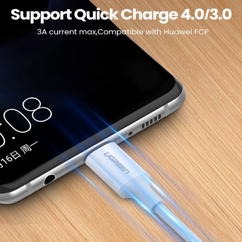 سلك شاحن يوجرين من USB-C إلى USB-C بطول 1 م - أبيض