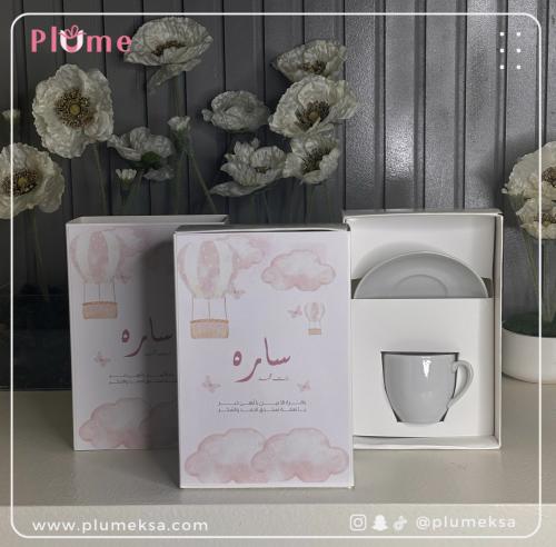 ١٢ حبة كوب قهوة مع صحن مع الطباعه