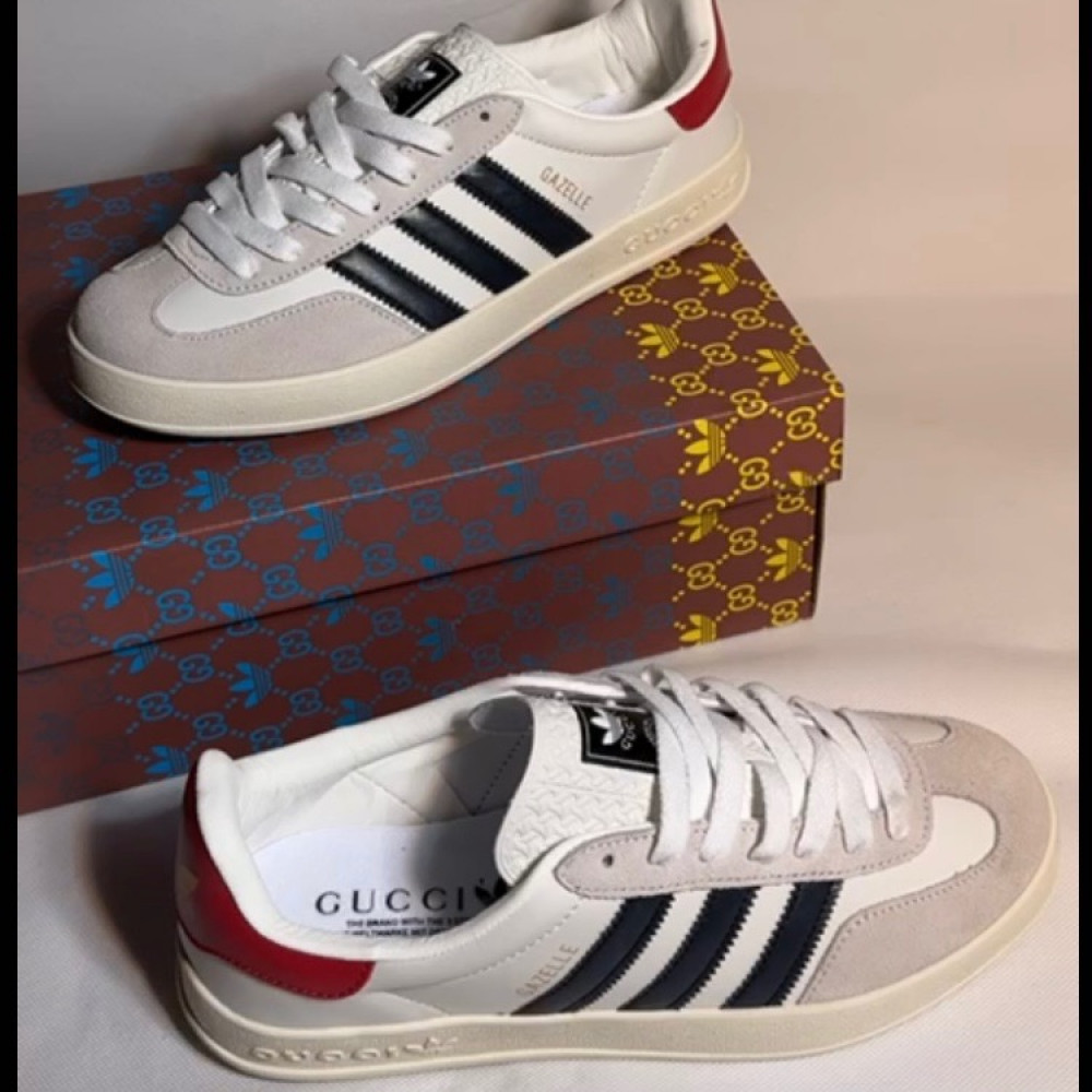 adidas gazelle silver green womens adidas x Gucci Gazelle Leather & Suede White / Green / Red Sneakers White / Gucci