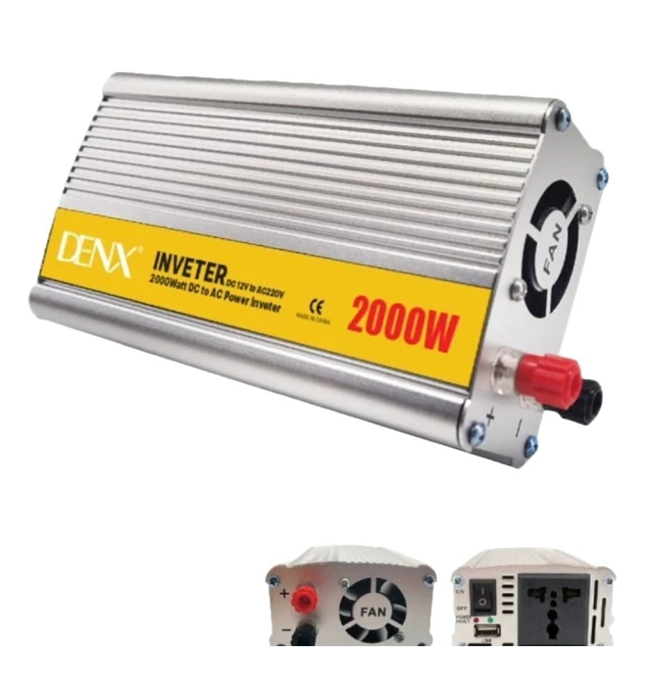 محول كهربائي للسيارة 220V بقوة 2000 واط من DENX وشاحن للسيارة سريع