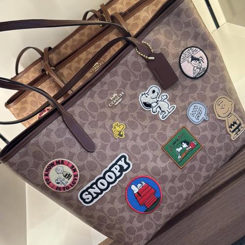 Coach X Peanuts City Tote In Signature Canvas With...