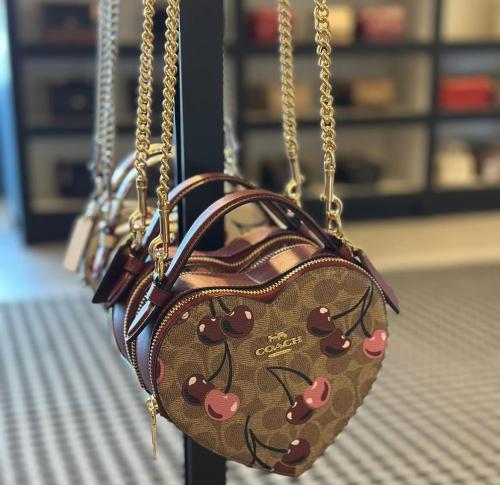 Heart Crossbody Bag In Signature Canvas With Cherr...