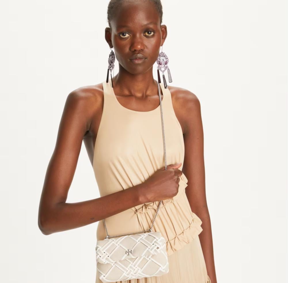 MINI KIRA WOVEN CANVAS FLAP BAG - pink shopping sa