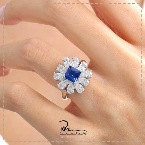 خاتم فضة نسائي احجار كريمة