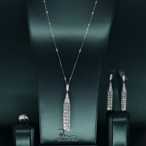 افخم طقم فضة وزركون شبيه الالماس