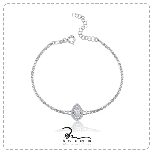 أساور فضة بتصميم قطرة الماء المرصعة بالزركون