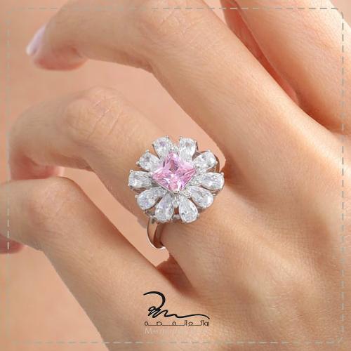 خاتم فضة نسائي احجار كريمة
