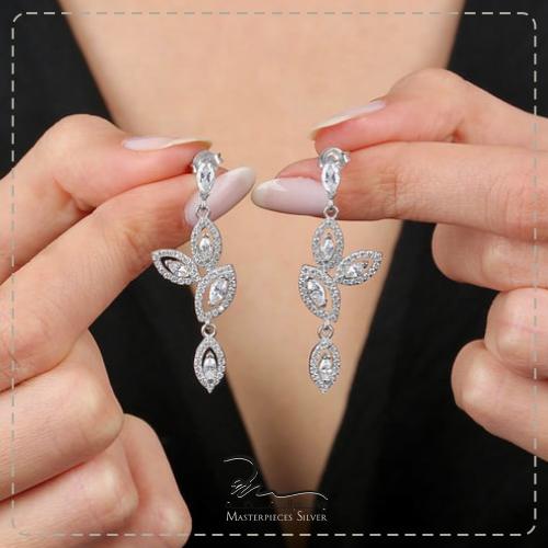 حلقان فضة طويلة تصميم جديد