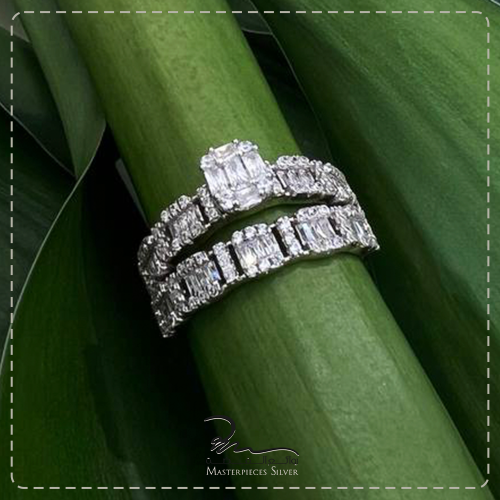 دبل توينز فضة مرصعة زركون شبيه الالماس