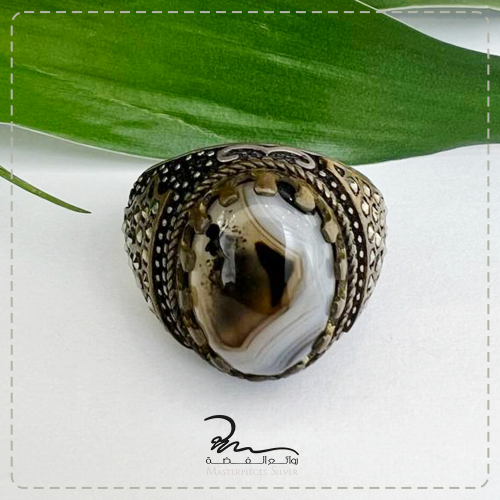 خاتم عقيق للرجال وفضة خالص