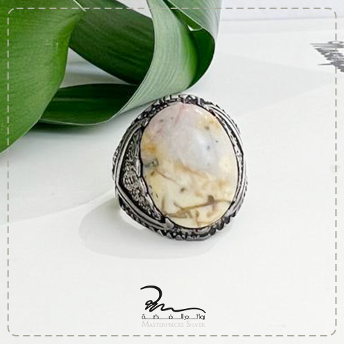 خاتم عقيق رجالي وفضة خالص