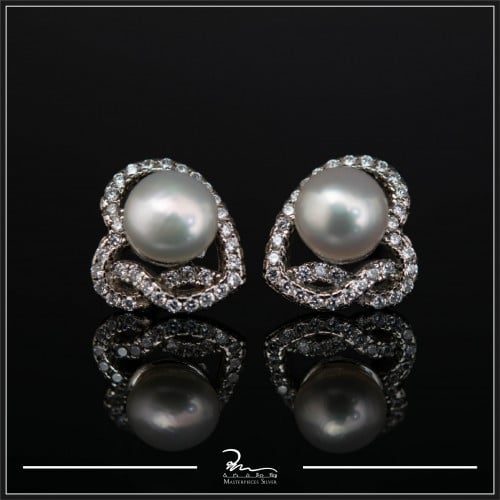 حلق فضة بتصميم الألماس مع الولو