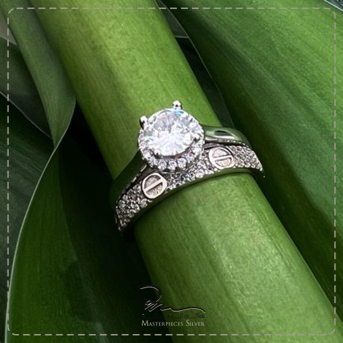 دبل توينز شبيهة الالماس و الفضة الخالص