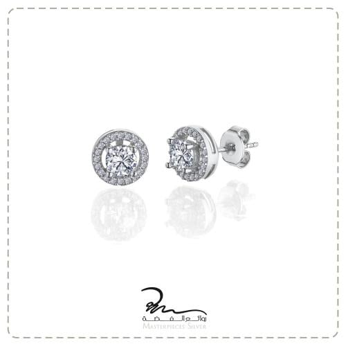 حلقان فضة صغيرة ناعمة مرصعة تصميم جديد