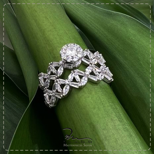 خاتم توينز فضة مرصع بالزركزن شبيه الالماس