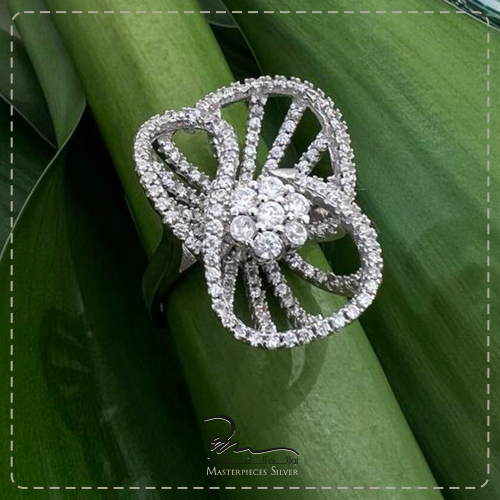 خواتم نسائية فضة وزركون لامع