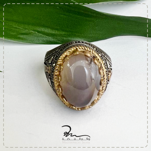 خاتم فضة رجالي وعقيق فاخر