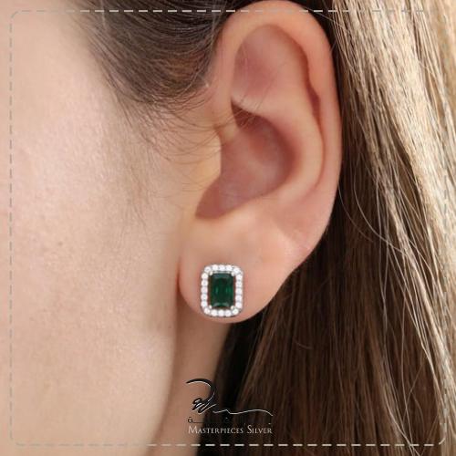 حلق ناعم مرصع زركون و فضة عيار 935