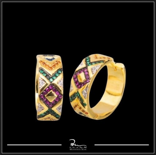 حلق زركون ملون - روائع الفضة