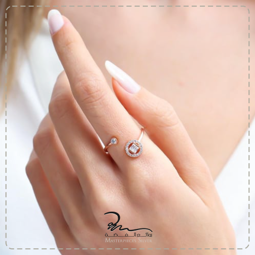 خاتم فضة وطلاء الذهب نسائي ناعم
