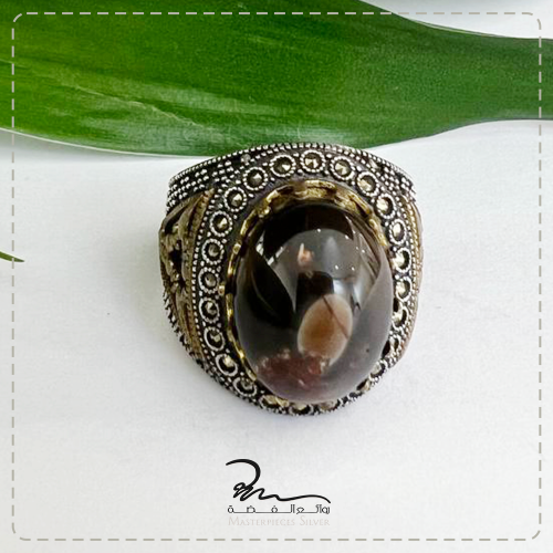 خواتم رجالي فضة وعقيق فاخر