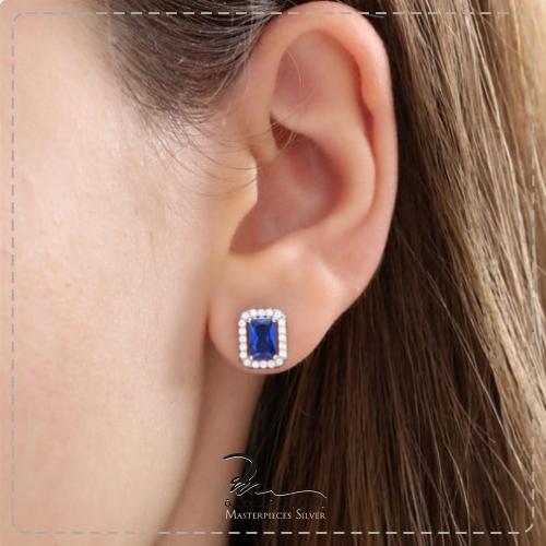 حلق فضة عيار 935 وزركون براق