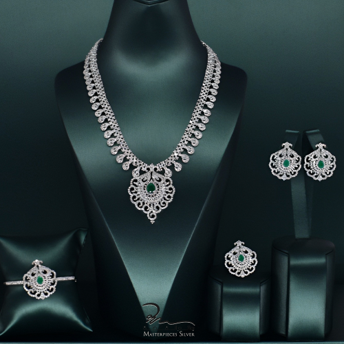 طقم فضة زركون شبيه الالماس للسهرات