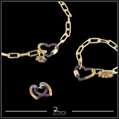 طقم فضة مطلية ريديوم - بإمكانك شراء الطقم كاملاً أو قطعة فقط .. سعر الحلق: 304.75   -   سعر السلسال: 494  -  سعر الاسورة: 431.25