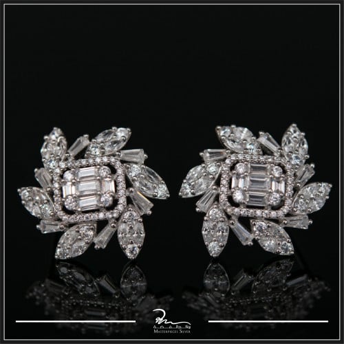 حلق فضة حريمي باحجار باجيت وماركيز