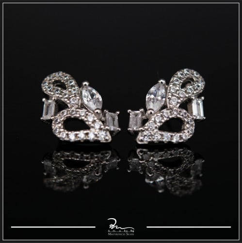 حلق فضة تصميم الألماس مع حجر الباجيت والماركيز