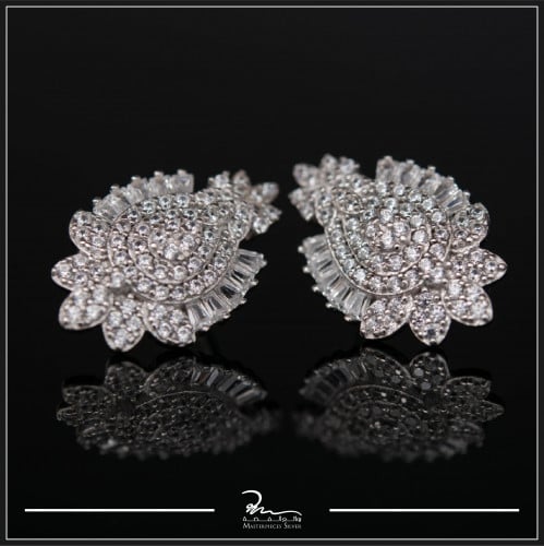 حلق فضة  حريمي تصميم الألماس