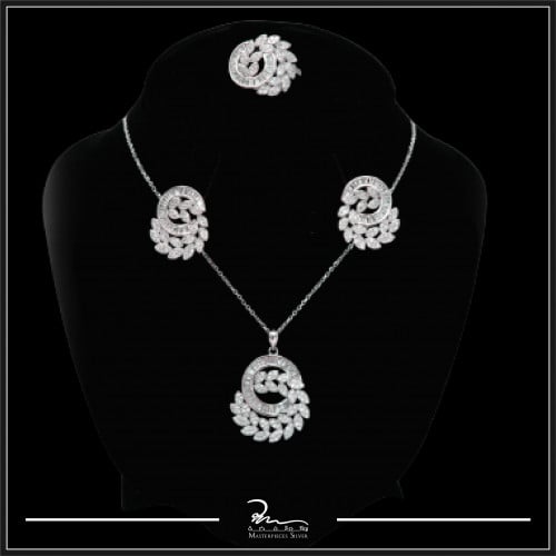 طقم فضة باحجار الباجيت والزركون