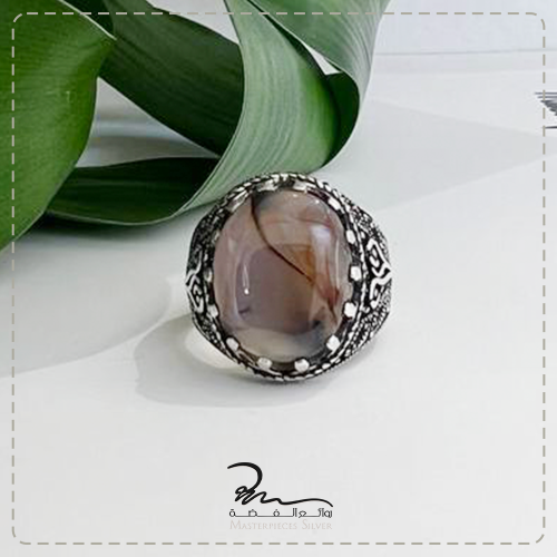 خاتم فضة وعقيق رجالي