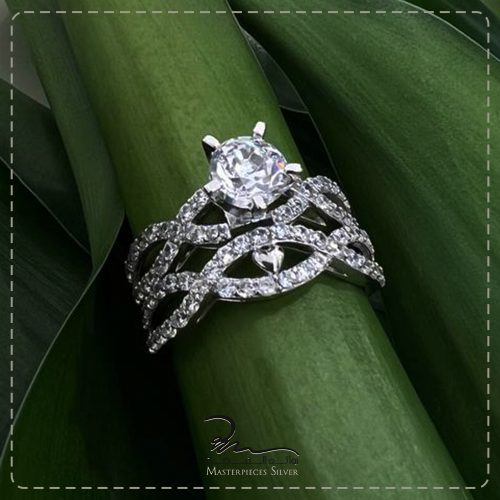 دبل توينز فضة وزركون لامع براق