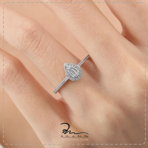 خاتم فضة مرصع زركون فخم