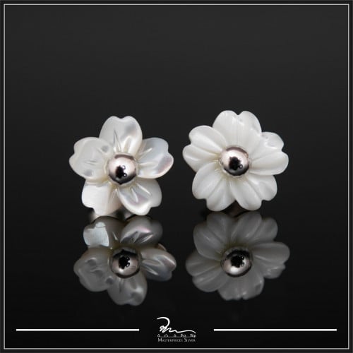 حلق فضة مع الصدف حريمي