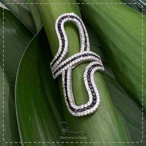 خاتم فضة نسائي فاخر مرصع