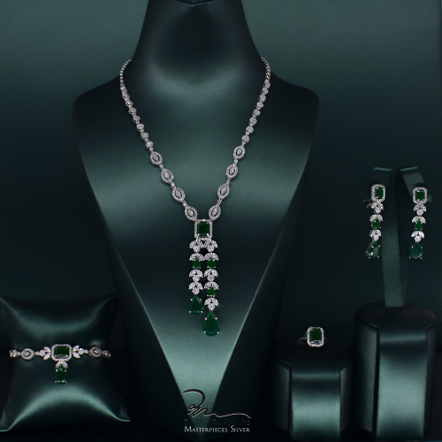 طقم فضة زركون شبيه الالماس للسهرات