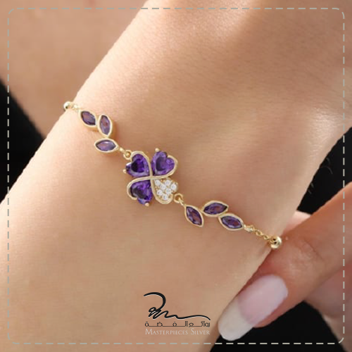 اساور فضة ناعمة مرصعة