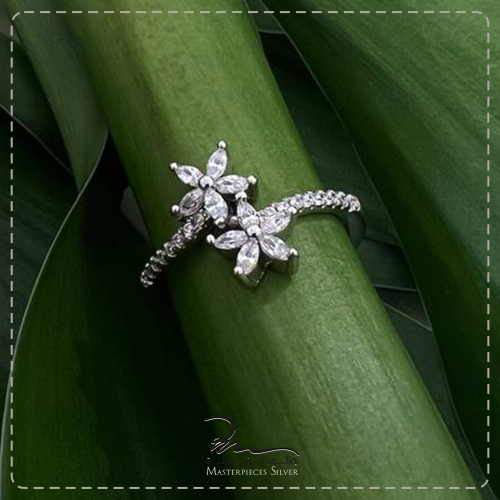 خاتم نسائي فضه عيار 925