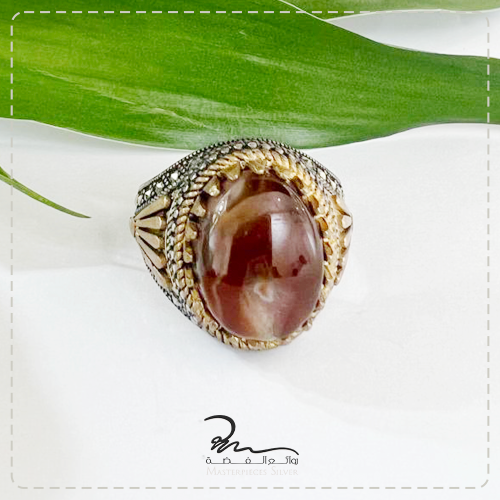 خاتم عقيق فاخر وفضة خالص للرجال